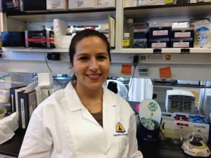 Photo of Carolina Montano in the lab.