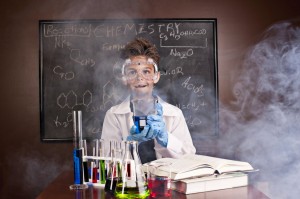 A kid scientist engaged in an experiment