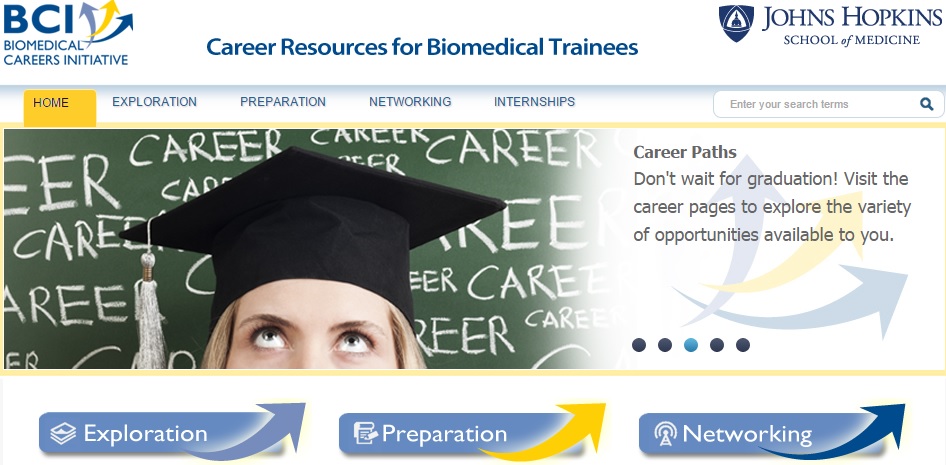 homepage of the biomedical careers initiative