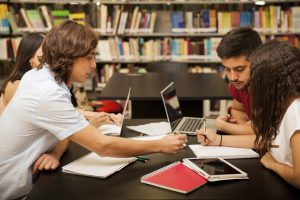 group of students studying together