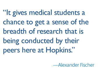 quote: It gives medical students a chance to get a sense of the breadth of research that is being conducted by their peers here at Hopkins.