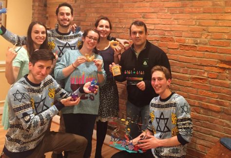 a group of friends celebrating Hanukkah
