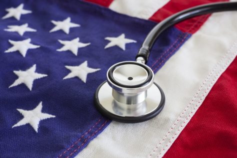 american flag and stethoscope