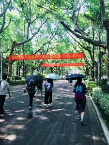 Students at Nanjing University’s medical school walk to classes on a hot spring afternoon in Nanjing, China. 