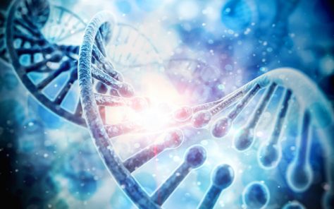 3d render of dna structure, abstract background
