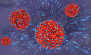 3d illustration of antibodies attacking virus cell into the bloodstream