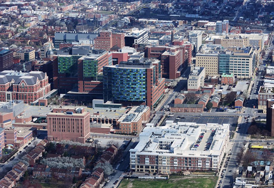 Aerial view of downtown Baltimore.