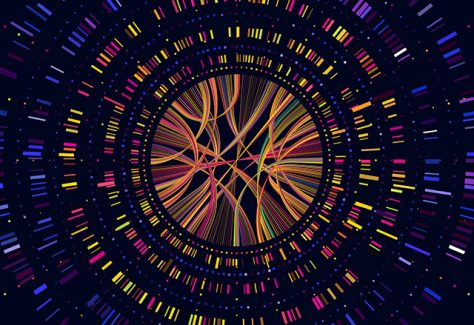 Genome data. Genetics sequence barcode visualization, dna test and genetic medical sequencing map vector concept illustration