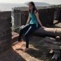 Anna Weerasinghe at a historic Portuguese fort.