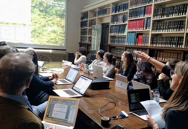 Rosanna Dent, assistant professor of history at the New Jersey Institute of Technology, presents her work on the history of anthropology to a captivated academic audience in the history of medicine department’s seminar room.