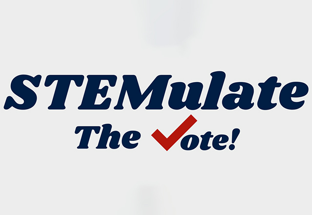 Logo that reads, STEMulate the Vote.