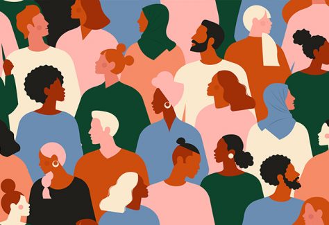 An illustration depicting a diverse crowd of people.