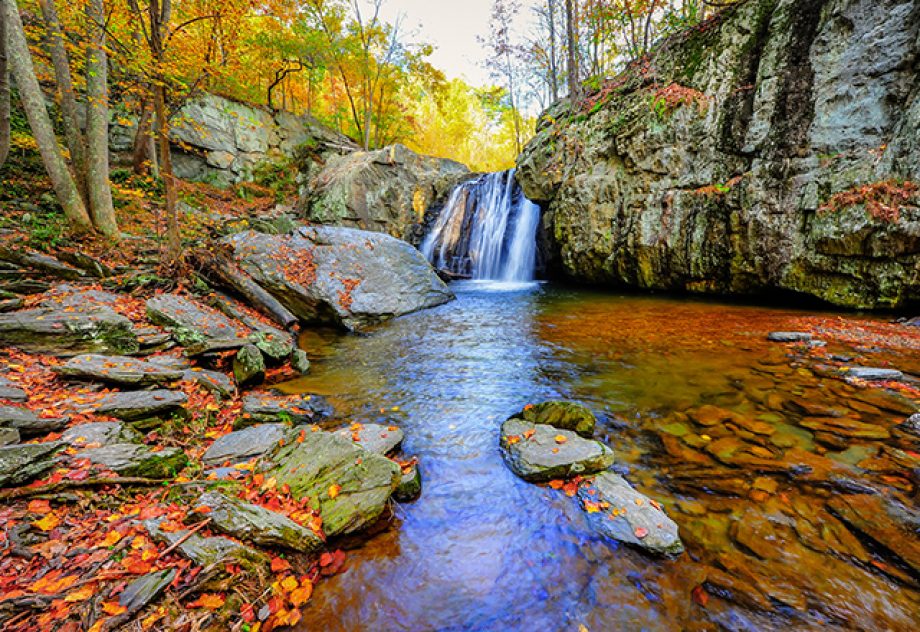 Kilgore waterfall on an Autumn day in Maryland.