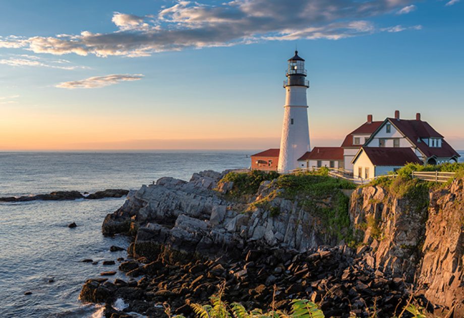 Sunrise at Portland Lighthouse, New England, Maine