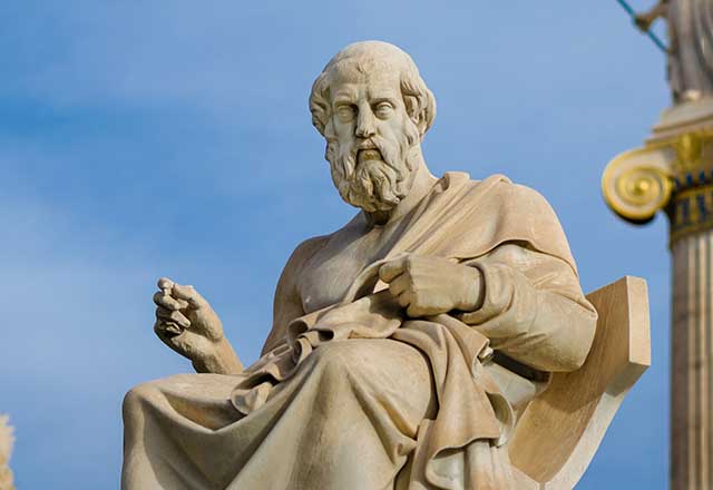 A statue of the philosopher Plato.