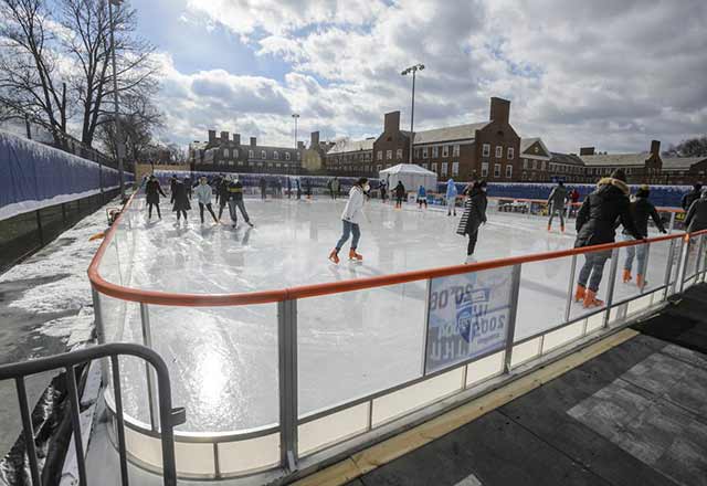 People skate on a rink at Johns Hopkins.
