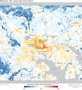 Urbanized heat map of Baltimore