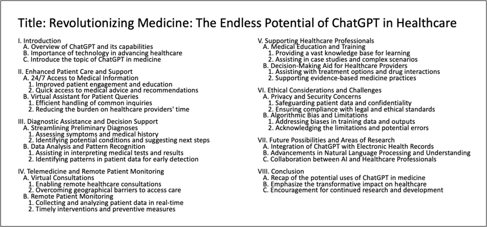 Chat GPT outline