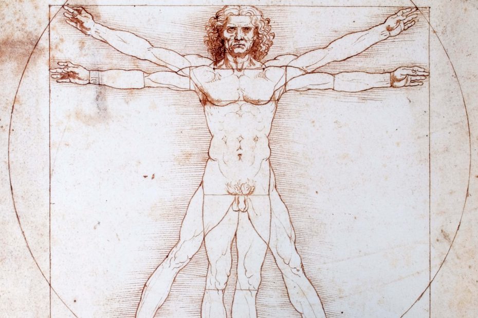 Proportional scheme of the human form according to Vitruvius Sketch by Leonardo da Vinci, 1485/90, Venice, Galleria dell' Accademia