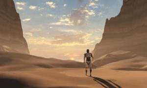 Robot exploring the desert