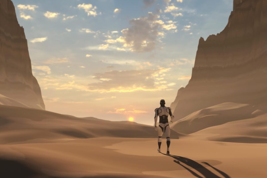 Robot exploring the desert
