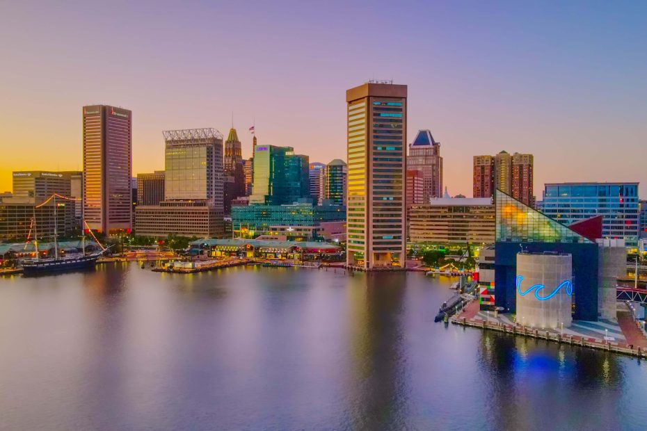 Photo of the Baltimore Inner Harbor at sunset