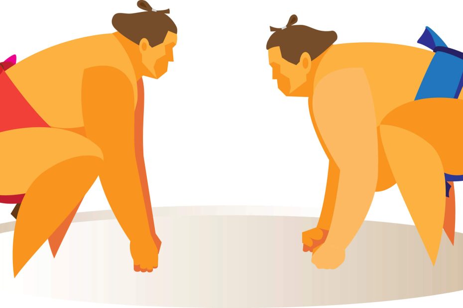 Vector image of sumo fight.