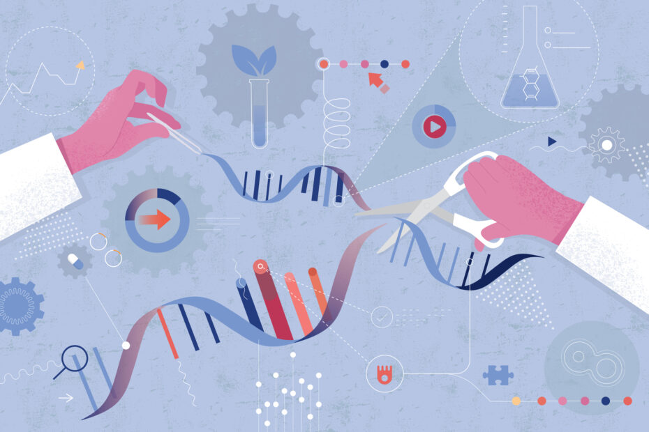 Abstract vector illustration depicting concept of genetic engineering.