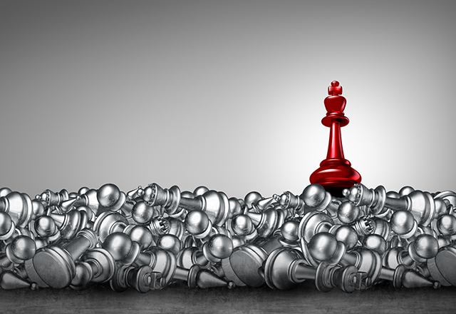 Chess business concept as a leader that has defeated the competition as a 3D illustration.