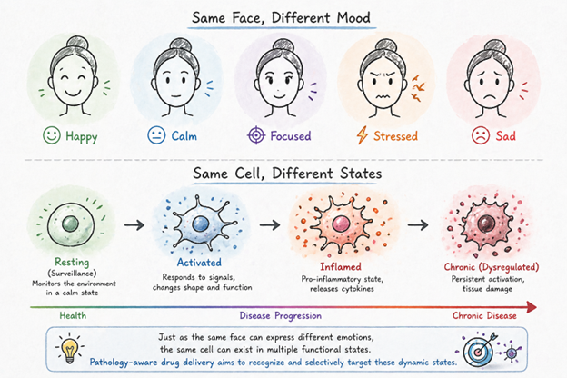 pathology aware drug delivery cells